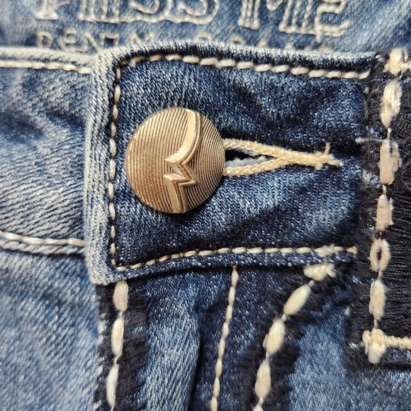 Miss Me Y2K Thick Stitch Boyfriend Distressed Denim Straight Leg Cropped Jeans - Picture 3 of 8